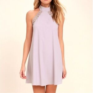 Lulus Any Sway, Shape, Or Form Lavender Lace Halter Dress Size Small